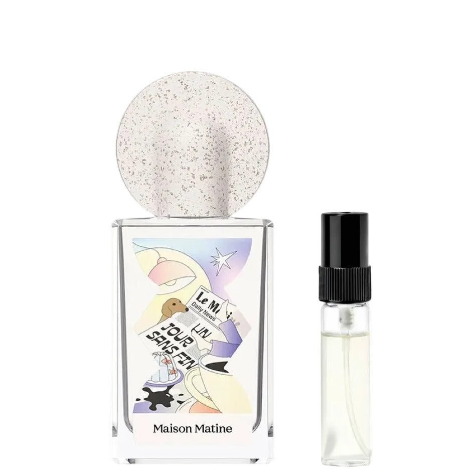Maison Matine Un Jour Sans Fin en décant – parfum unisexe gourmand à la pistache, à la fève tonka et à la vanille – échantillon DFP
