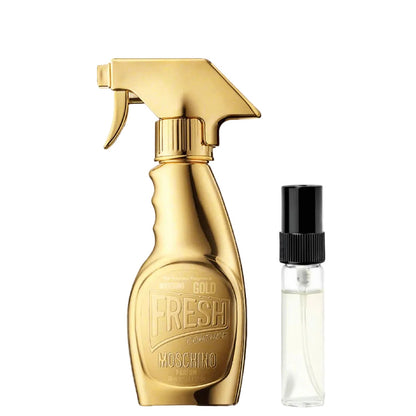 Moschino Fresh Couture Gold, decant, a fruity-floral fragrance with pear, jasmine and vanilla. DFP perfume sample