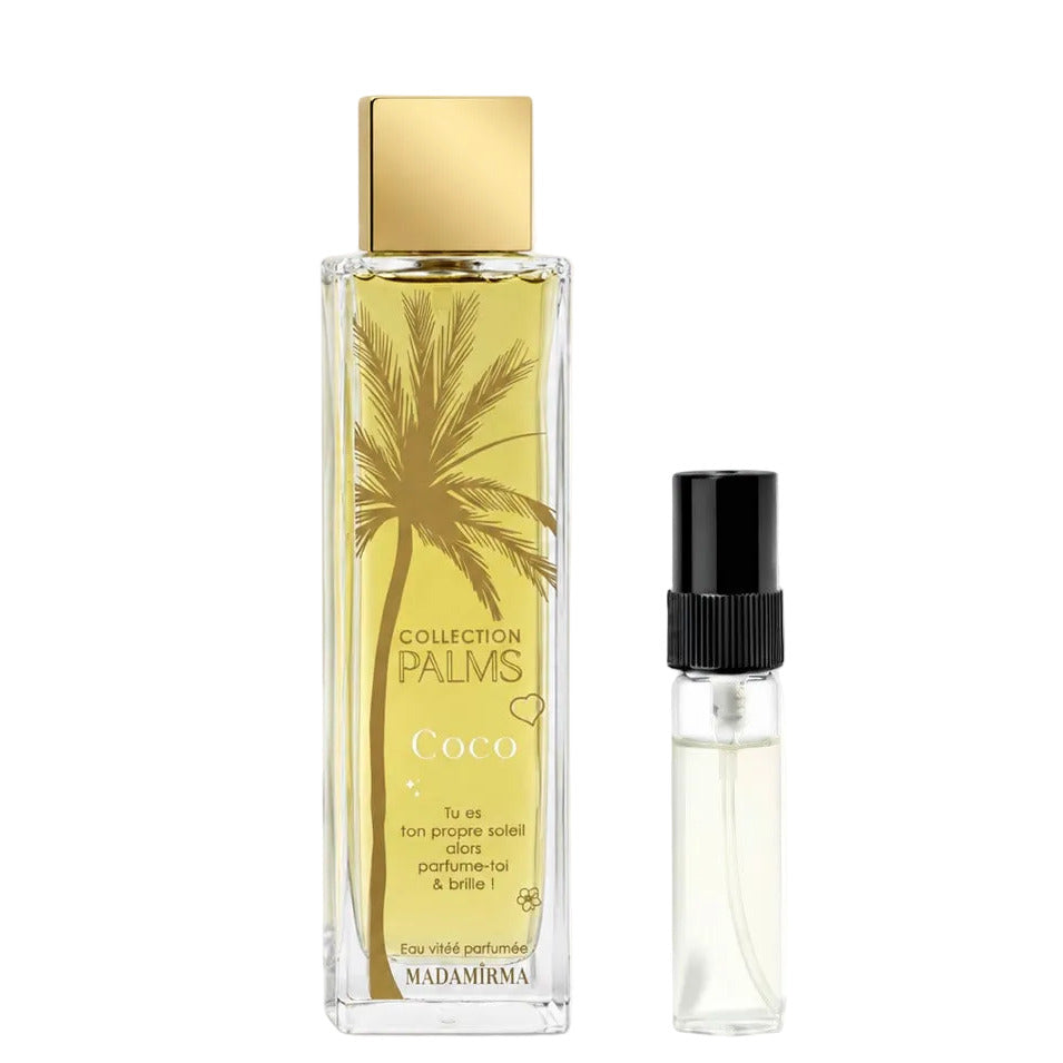 Madamirma Coco Abfüllung – cremiger Unisexduft mit Kokos, Pfirsich und Vanille – Parfum Probe DFP