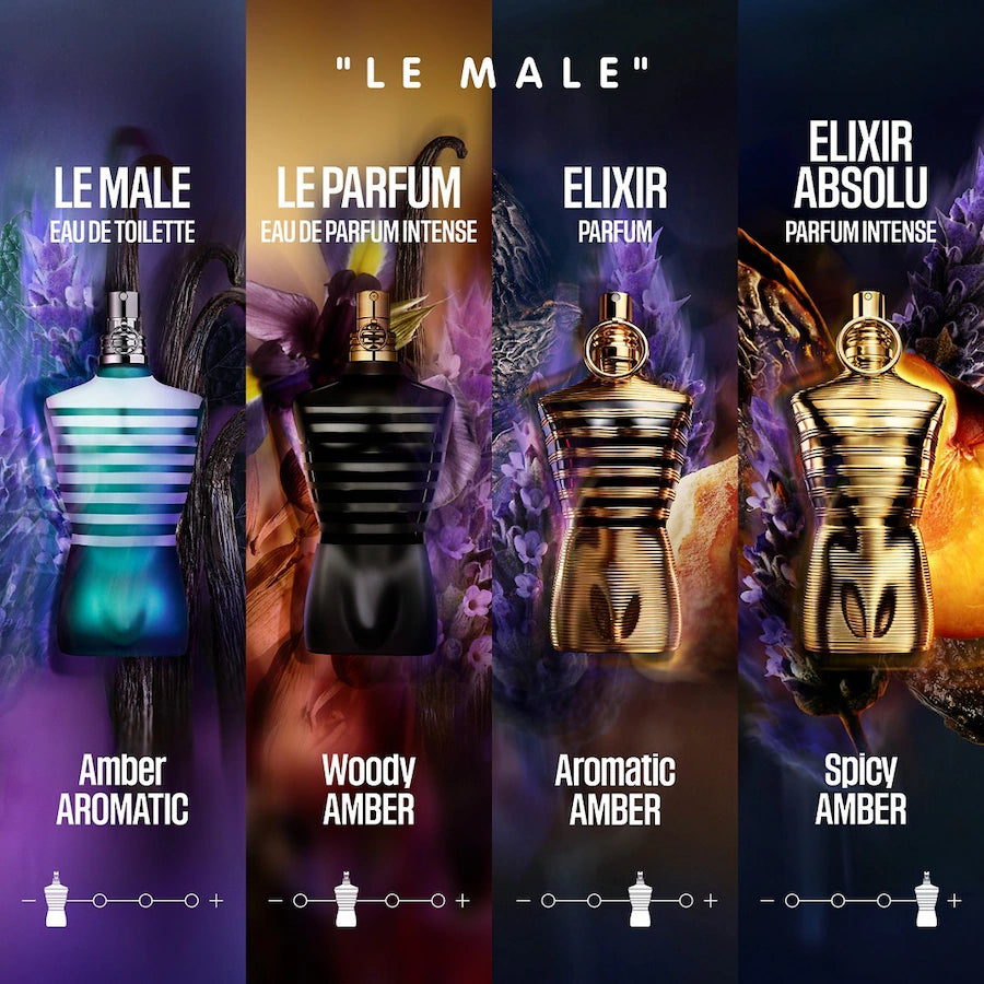 Jean Paul Gaultier Le Male Elixir Abfüllung – ambra-aromatischer Herrenduft mit Lavendel, Tonkabohne und Honig – Parfum Probe DFP 