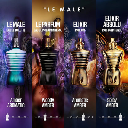 Jean Paul Gaultier Le Male Elixir Abfüllung – ambra-aromatischer Herrenduft mit Lavendel, Tonkabohne und Honig – Parfum Probe DFP 