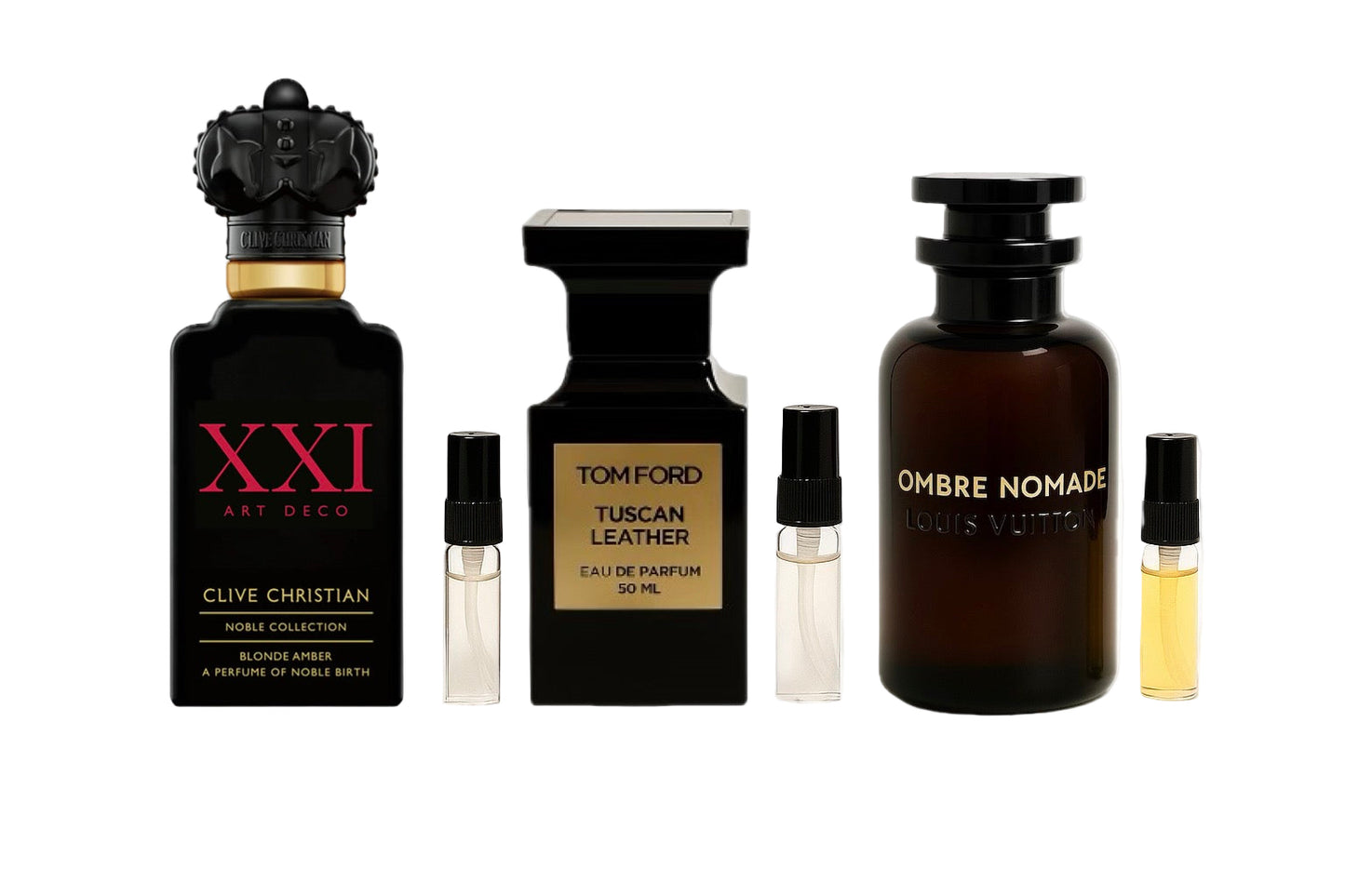 ✨ Royal Prestige | Clive Christian XXI Art Deco, Tom Ford Tuscan Leather & Louis Vuitton Ombre Nomade (3 × 2 ml Duft-Bundle)