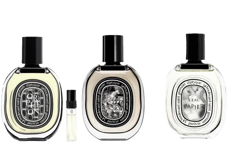 Parisian Elegance Bundle — Diptyque Fleur de Peau, Orphéon, L'Eau Papier 3×2 ml