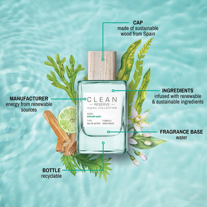 Clean Reserve H2EAU Emerald Oasis Abfüllung - zitrisch-frischer Unisex-Duft mit Mandarine und Orangenblüte - 2ml Parfum Probe DFP