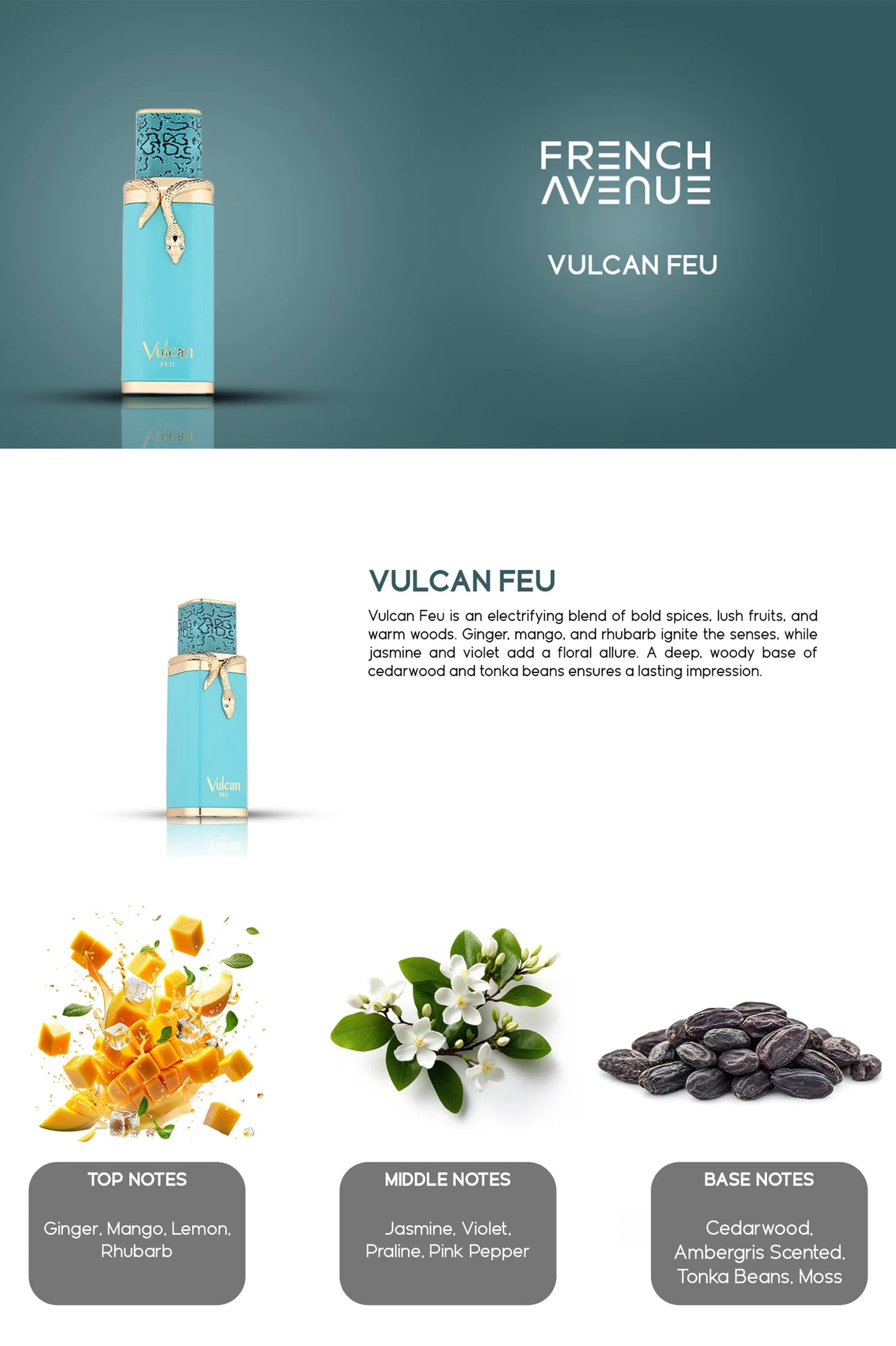 French Avenue Vulcan Feu Abfüllung - orientalisch-würziger Unisex-Duft mit Vanille und Amber