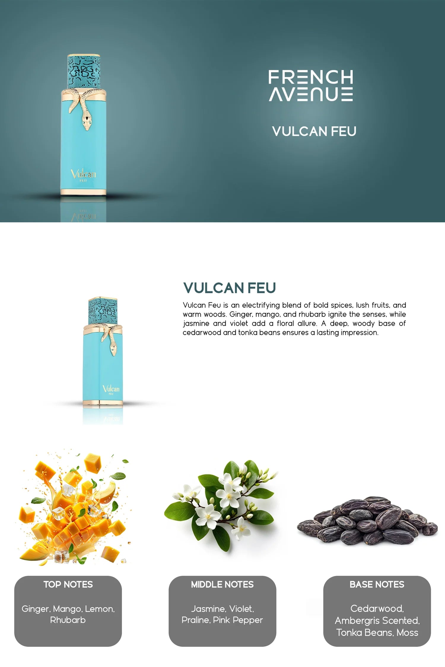 French Avenue Vulcan Feu Abfüllung - orientalisch-würziger Unisex-Duft mit Vanille und Amber