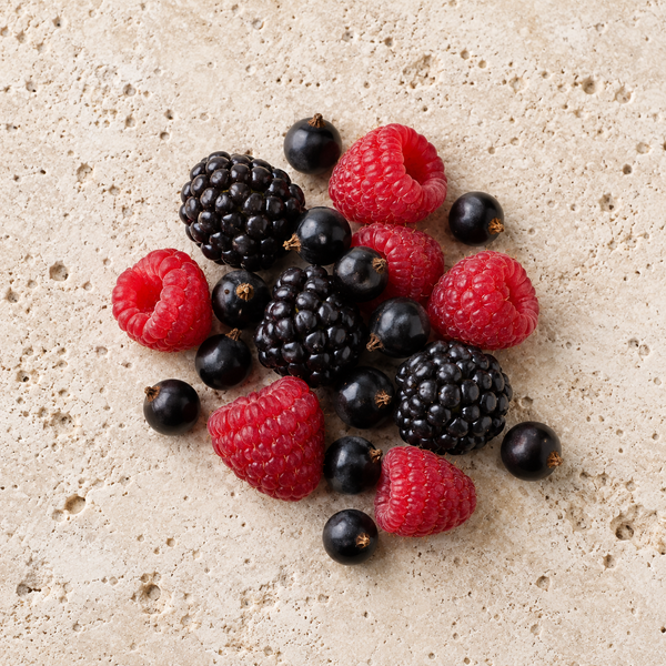 Raspberries, blackberries and blackcurrants