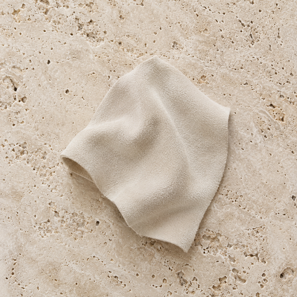 White suede with a fine matte surface